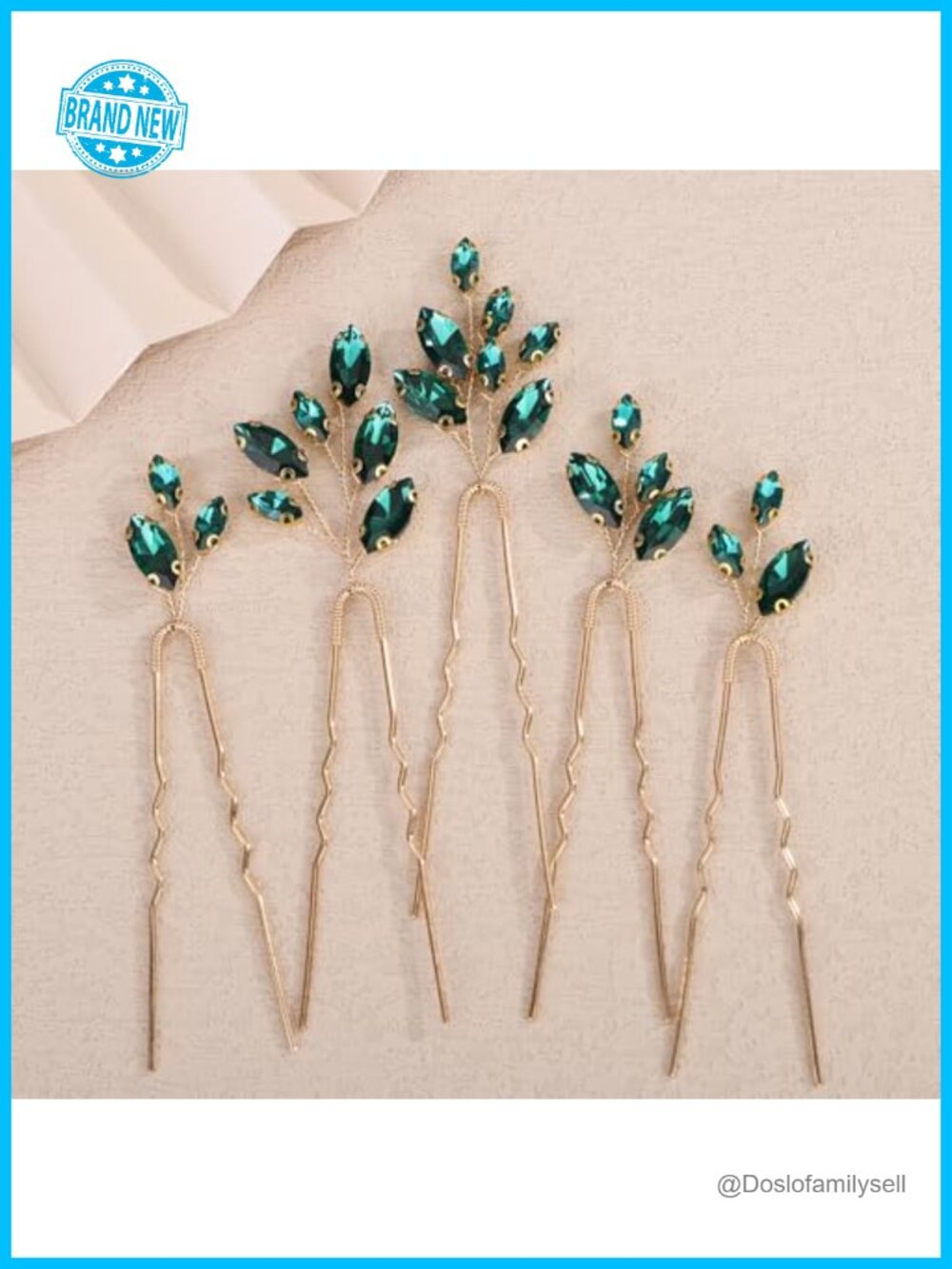 Rhinestone Beaded Crystal Hair Pins Set Gold Wire Wedding Bridal Accessories